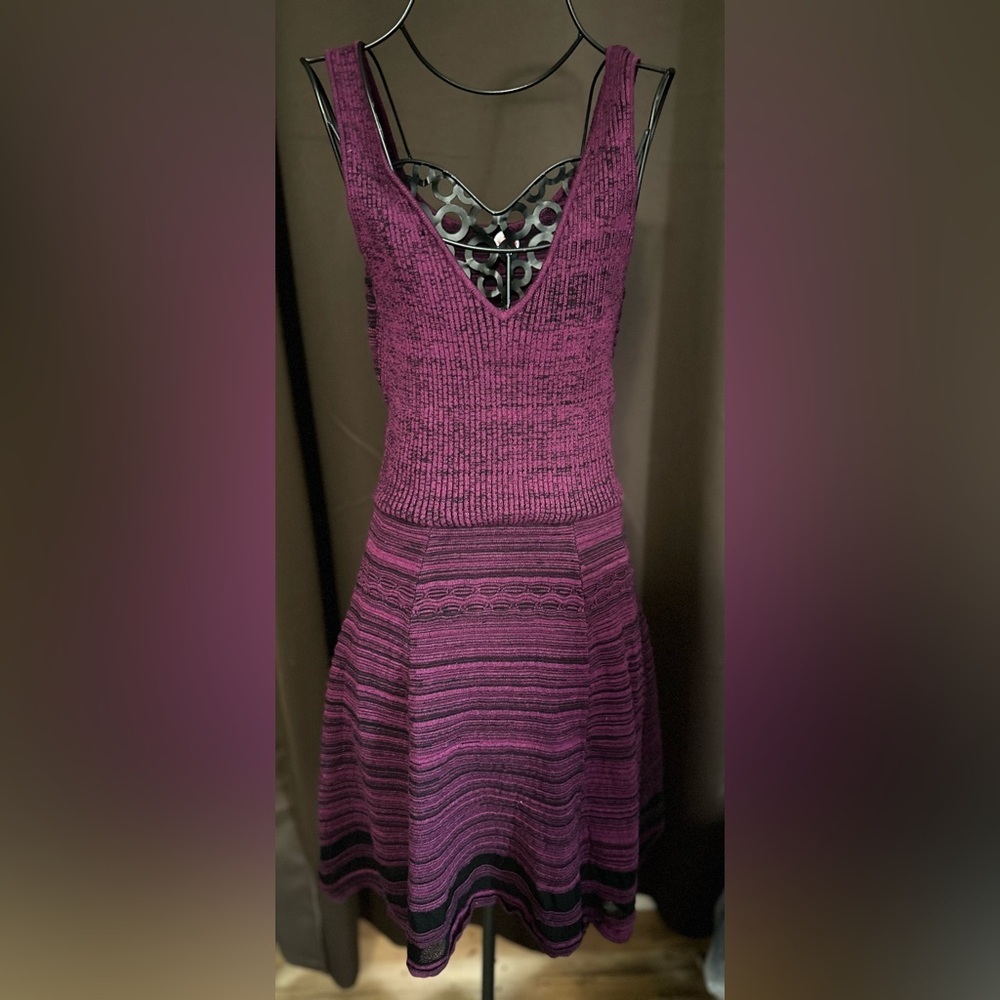 Jessica Simpson Sleeveless Sweater Dress Pink & Black Textured Stripes - Picture 4 of 5